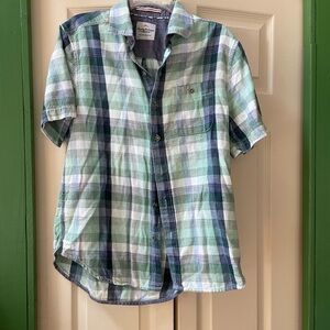 Men's Green Plaid Short Sleeve Shirt